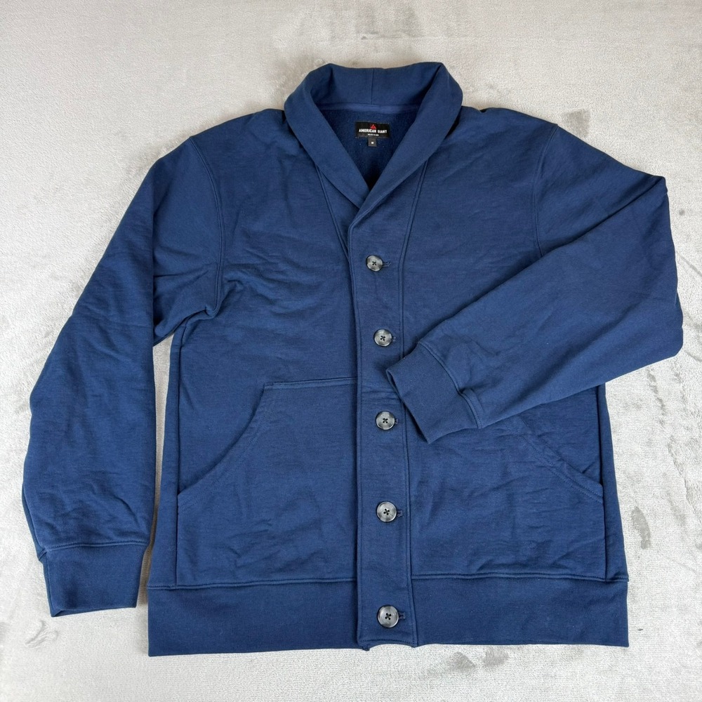 American Giant Shawl Cardigan Sweater Mens Medium Navy Blue USA $178 New NWOT